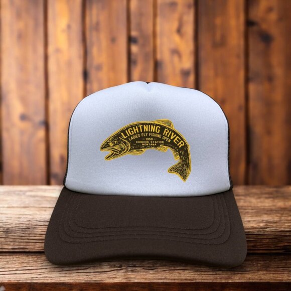 Lightning River Ladies Fly Fishing Open 1958 Chinook Station Montana Trucker Hat - Picture 1 of 4